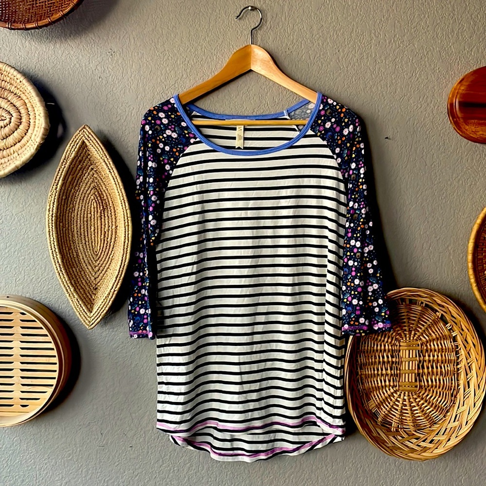 Matilda Jane striped & floral baseball tee